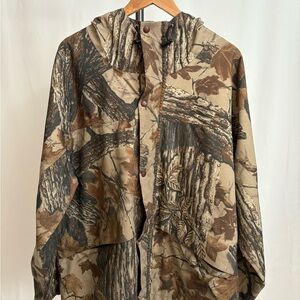 Realtree Brown Raincoat with Camouflage Pattern and Hood
